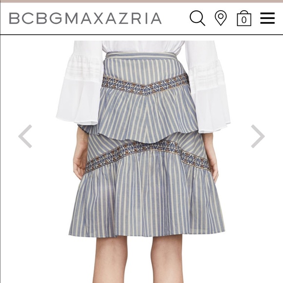 BCBGMAXAZRIA  Tiered Ruffle Stripe Skirt NWT - Picture 3 of 5